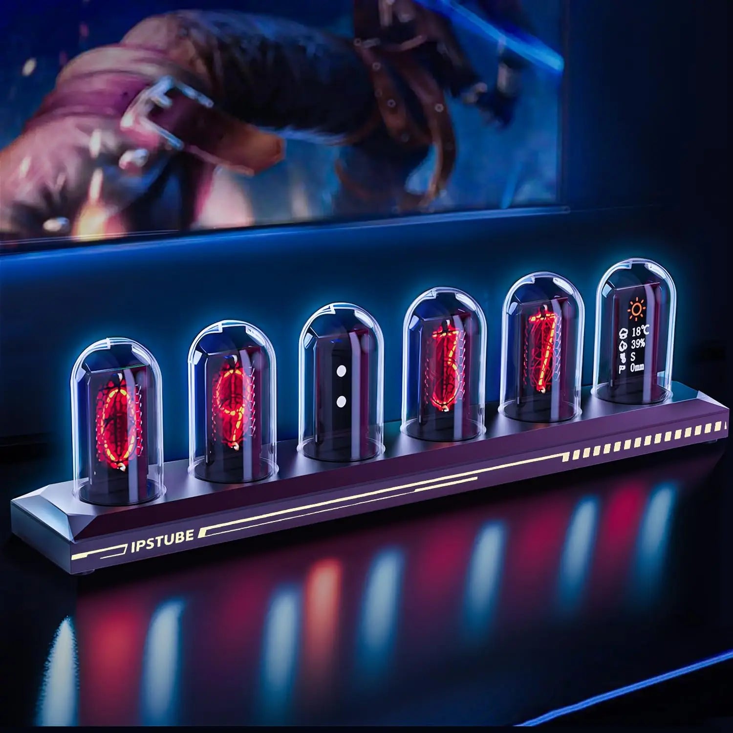 Nixie Tube Clock — Smart IPS Digital Desk Clock with App Control, 12/24H Display & 3 Light Modes