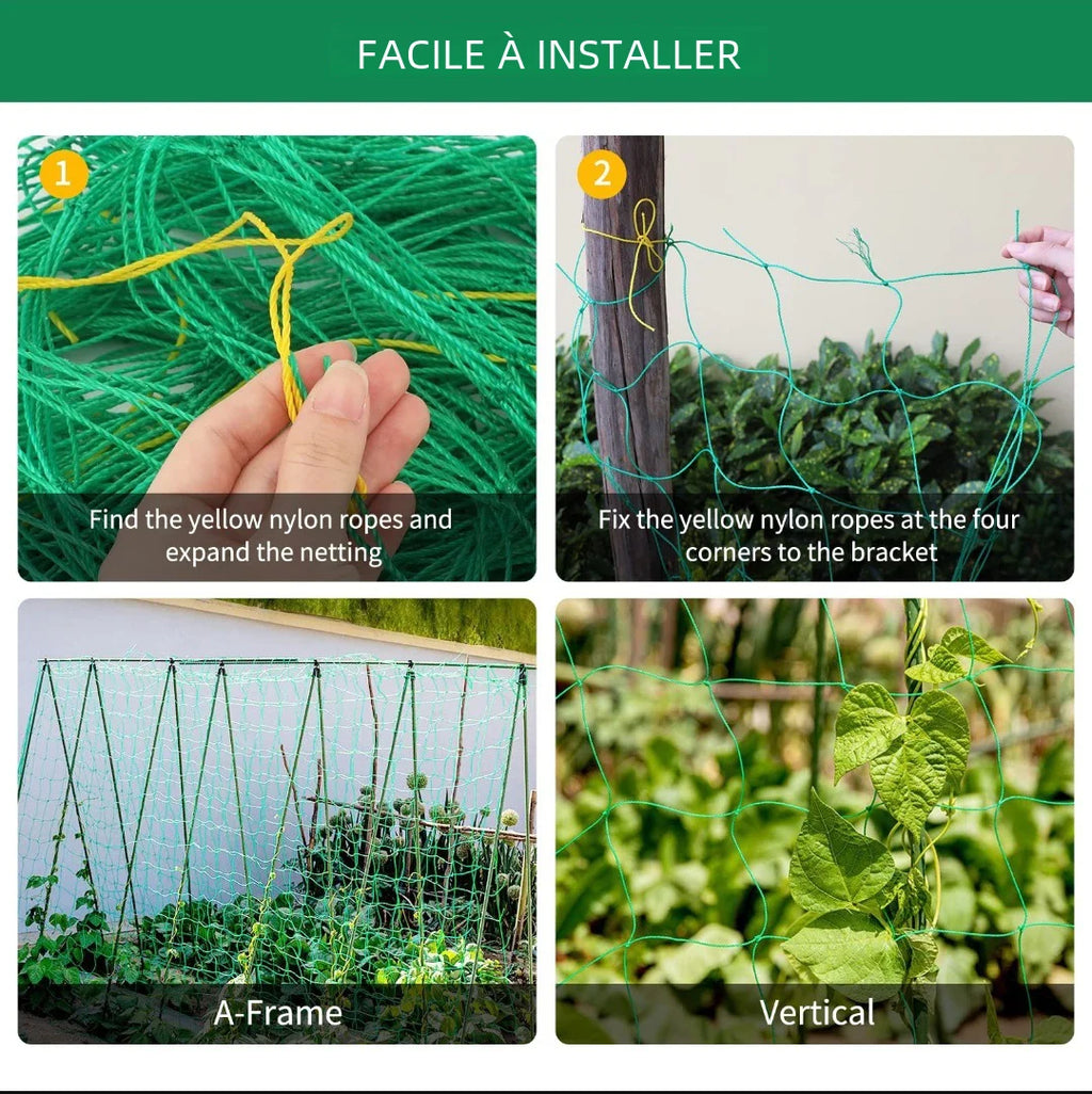 Heavy-Duty Polyester Garden Trellis Netting – Square Mesh Grow Net for Climbing Plants, Vegetables & Pergolas