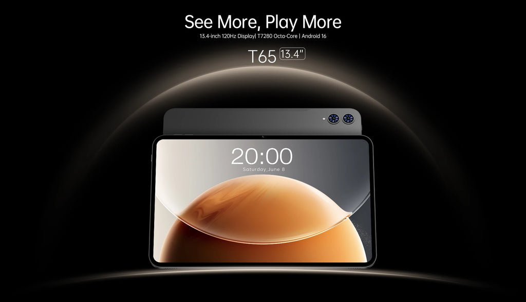 Teclast T65 Tablet 13.4" 2K 120Hz Android 16 Tablets Unisoc T7280 Octa Core Max 26GB RAM 128GB ROM 8000mAh 4G LTE