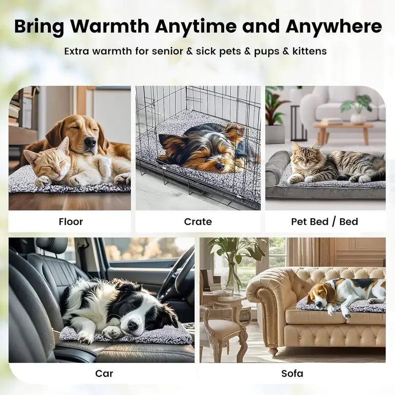 Winter Self-Heating Pet Pad Blanket for Dogs Cats, No Electricity Thermal Mat with Anti-Slip BottomWarm Cushion for Puppy Kitten