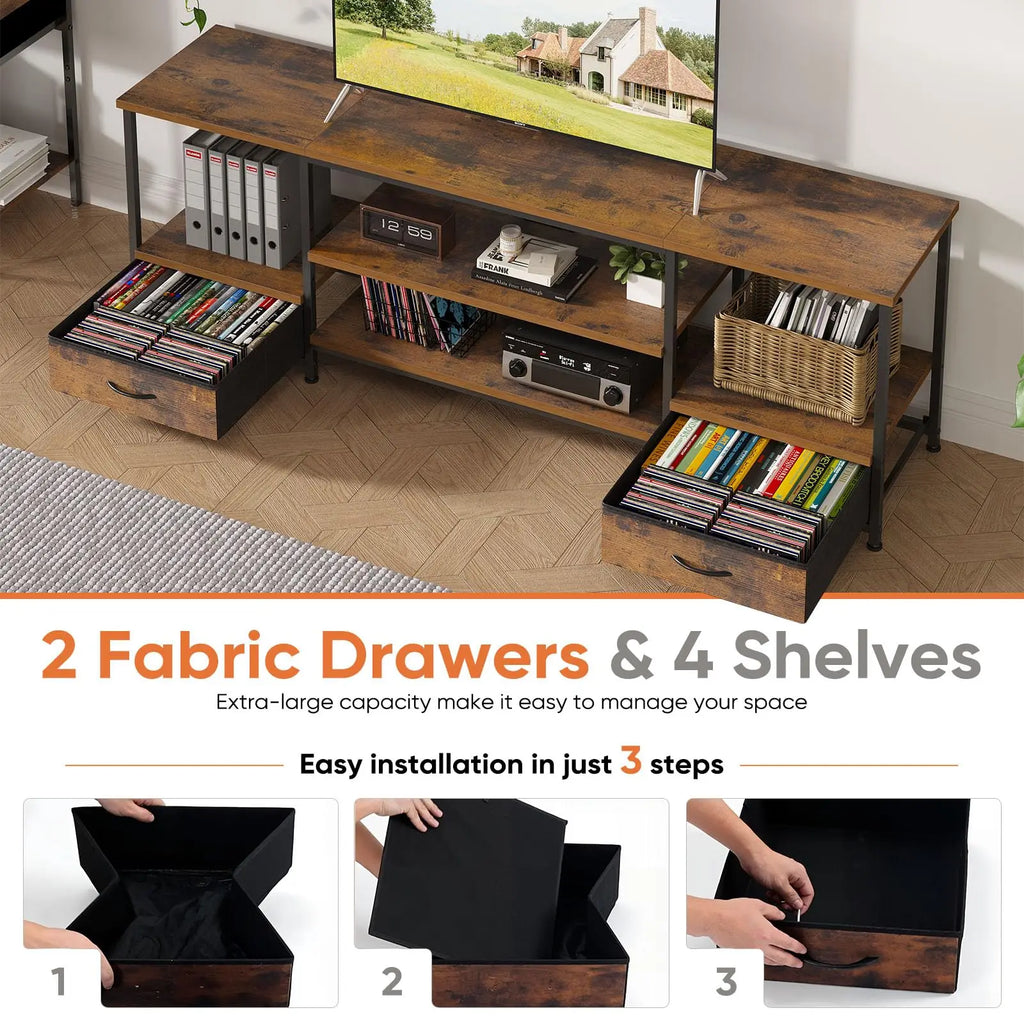 63" TV Stand for Up to 75" TVs — Entertainment Center with Power Outlets, USB, Adjustable Shelf & Storage