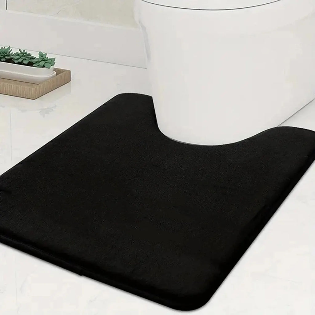 U-Shape Toilet Bath Mat - Anti-Slip Absorbent Polyester Bathroom Floor Mat