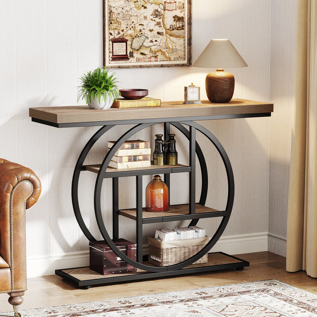 41.3" Industrial Console Table — 4-Tier Entryway Sofa Table for Hallway, Living Room & Foyer