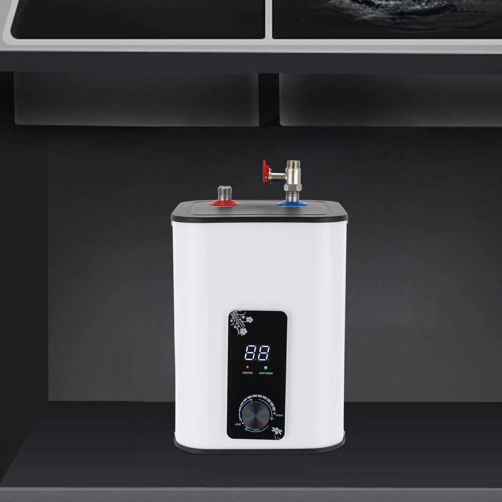 1500W 8L Electric Water Heater Instant Under Sink Stainless Steel Tank Fast Heating IPX4 Safe for Kitchen Bathroom RV SY-8