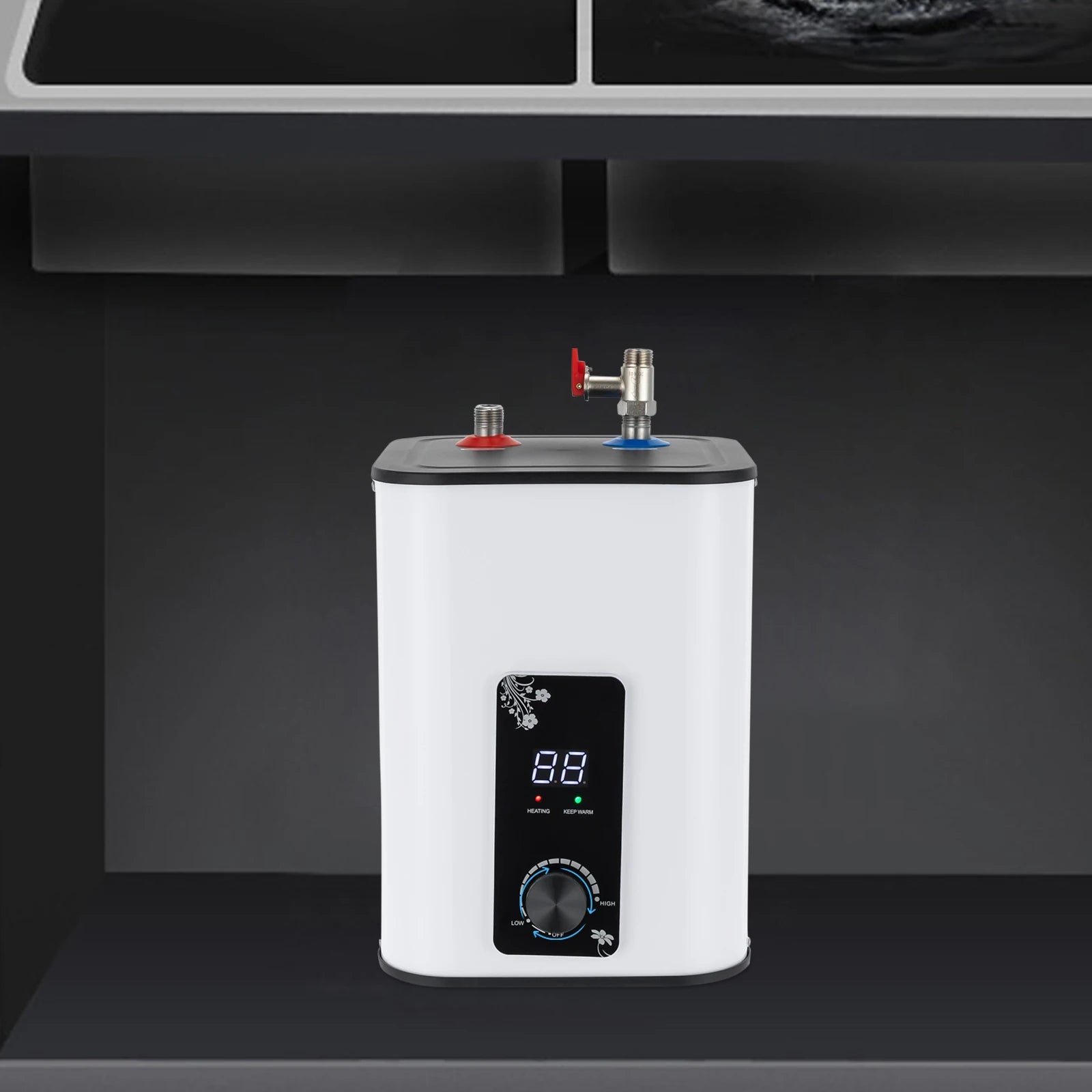 1500W 8L Electric Water Heater Instant Under Sink Stainless Steel Tank Fast Heating IPX4 Safe for Kitchen Bathroom RV SY-8