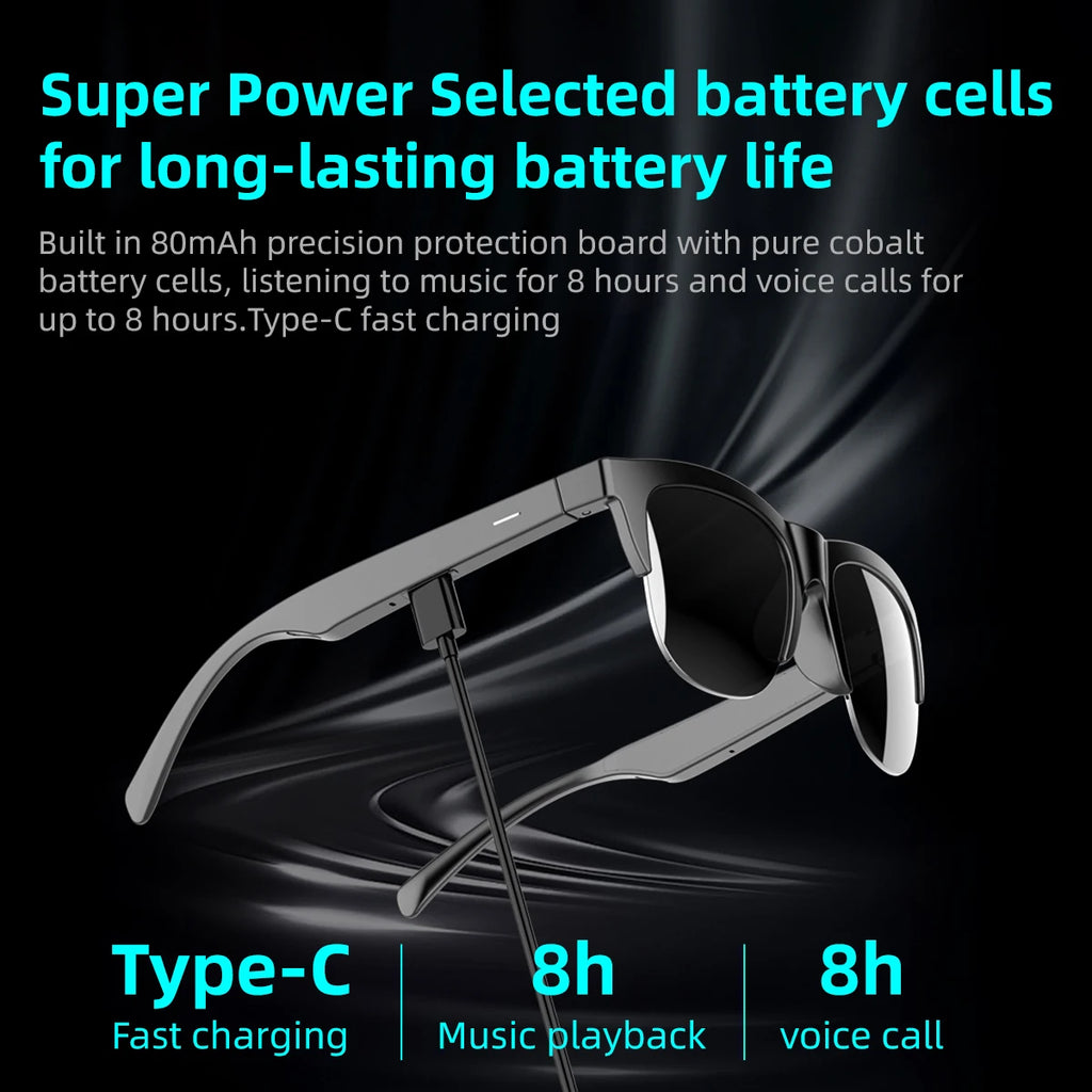 2026 New Hot Sale AI Assistant Smart Glasses 360° HD Sound Smart Touch Control Phone Answer Call Anti-UV Lenses IP4 Riding Gifts