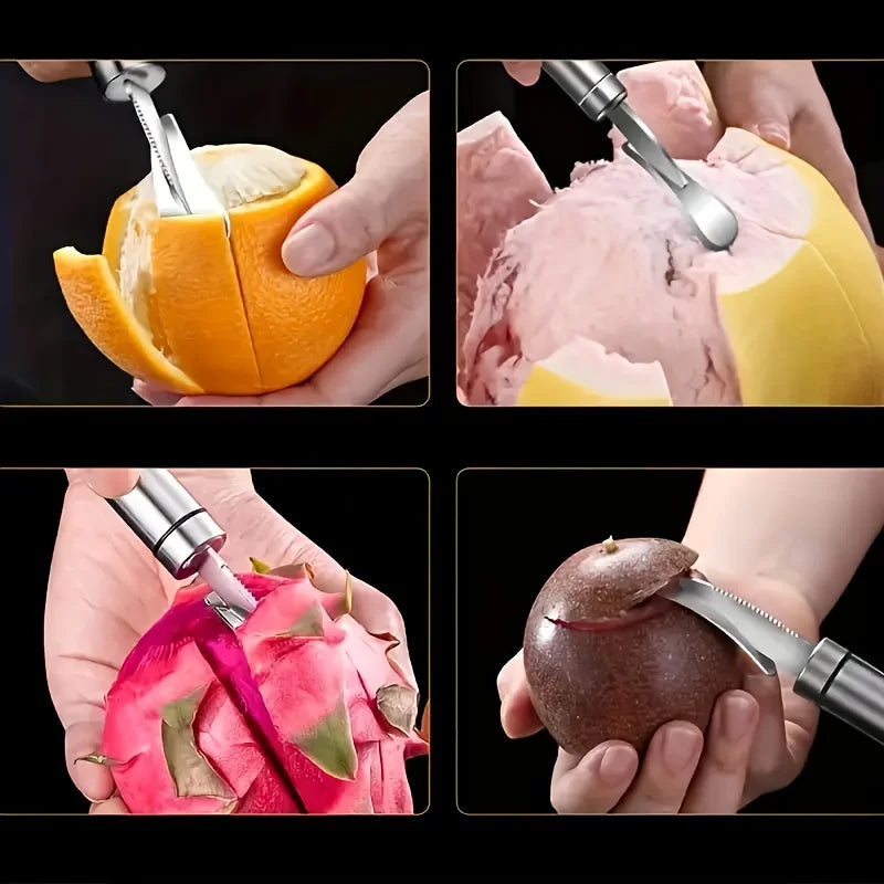 Stainless Steel Citrus & Orange Peeler with Handle - Kitchen Fruit Peeling Tool