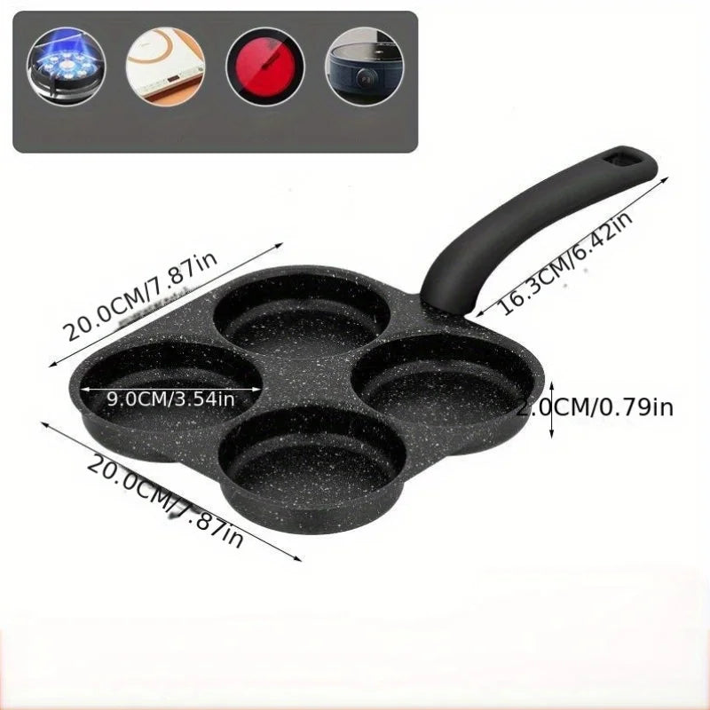 Medical Stone Four-hole Omelette Pot Household Non-stick Flats-bottomed Egg Dumpling Pot Breakfast Egg Burger Frying Pan