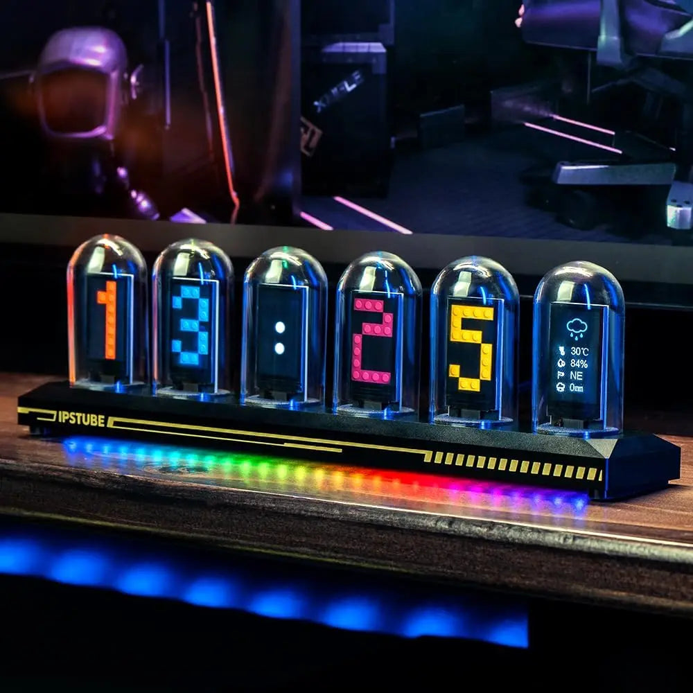 Nixie Tube Clock — Smart IPS Digital Desk Clock with App Control, 12/24H Display & 3 Light Modes