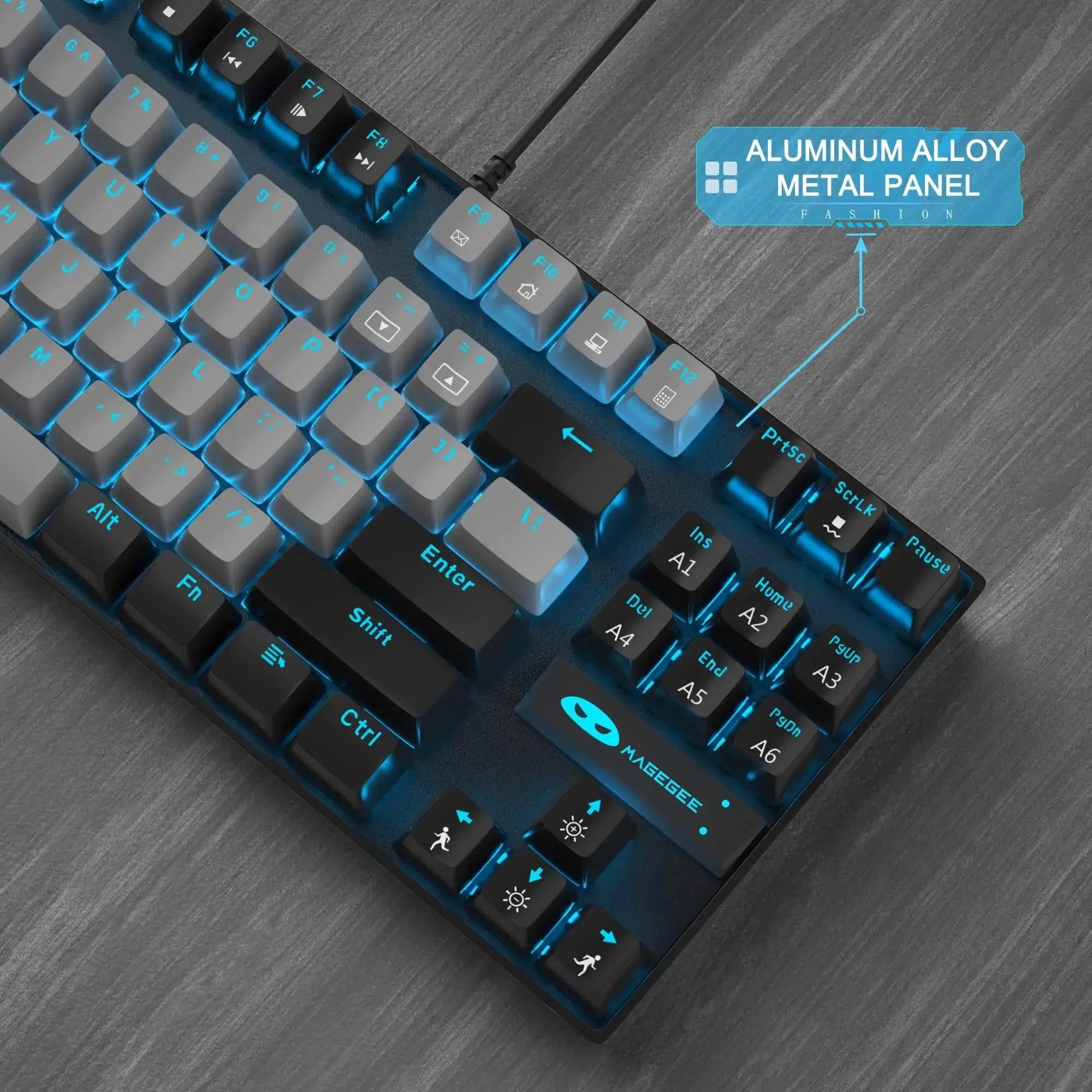MageGee 75% Mechanical Gaming Keyboard, Blue Switch, LED Blue Backlit, 87 Keys Compact TKL Wired Keyboards for Windows Laptop PC