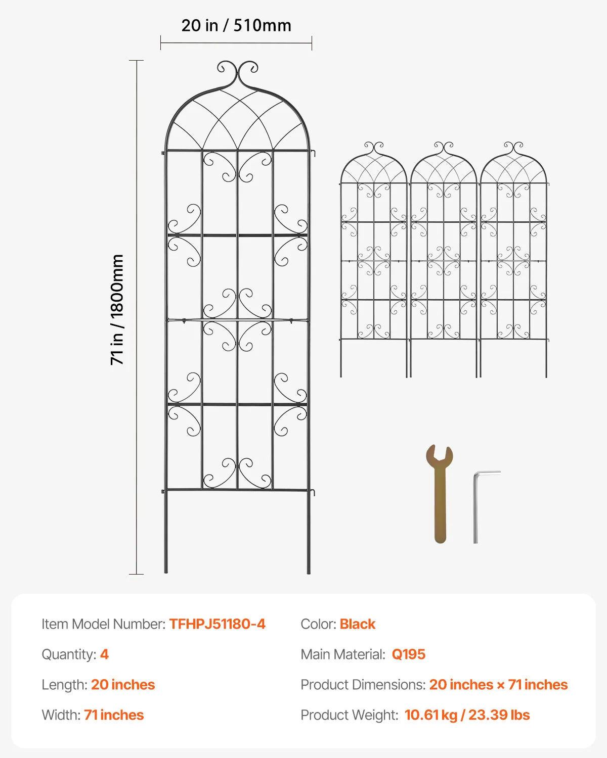 SucceBuy Garden Trellis for Climbing Plants – 2 Pack, 71x20" Rustproof Metal Trellis for Roses, Clematis & Vegetables