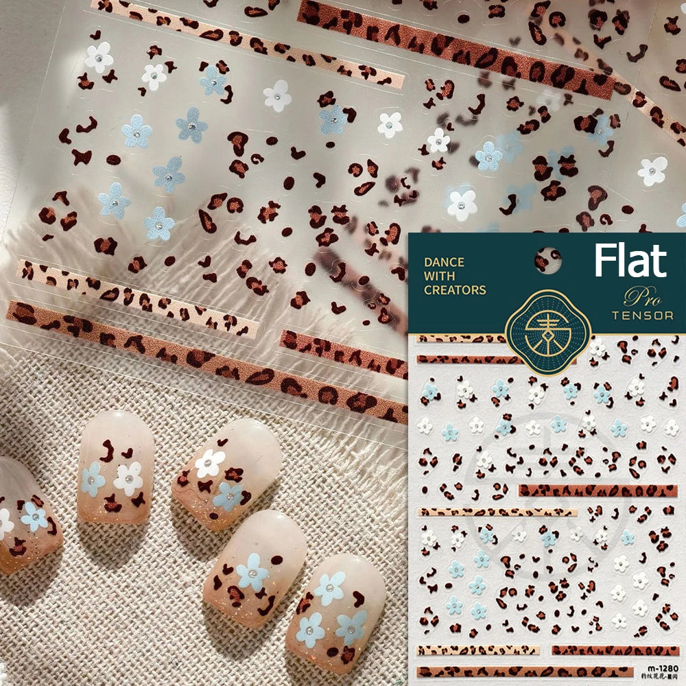 Retro Animal Print Nail Art Stickers – Gold Stars, Leopard, Zebra & Cow Print Manicure Decals