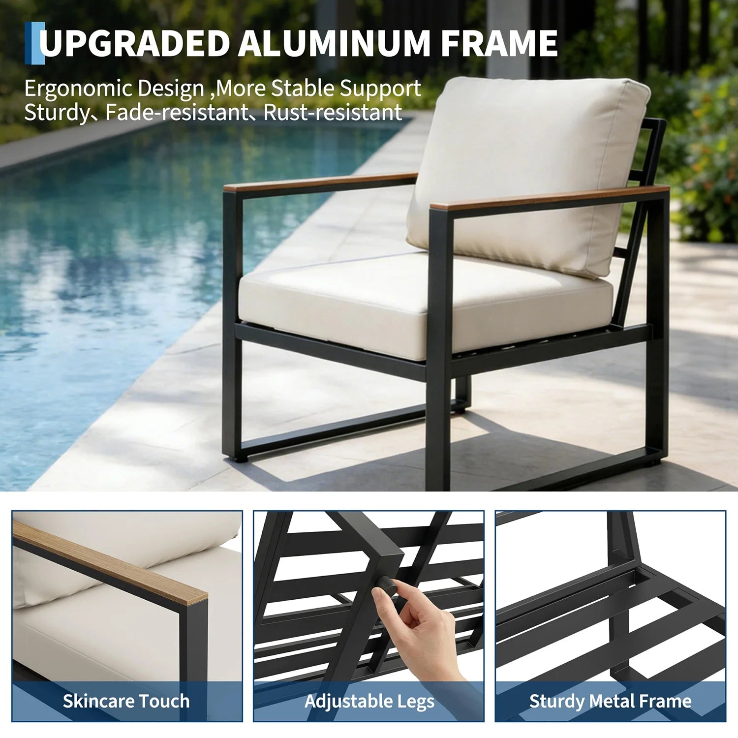 4-Piece Outdoor Patio Sofa Set — Modern Sectional with Coffee Table & Washable Cushions