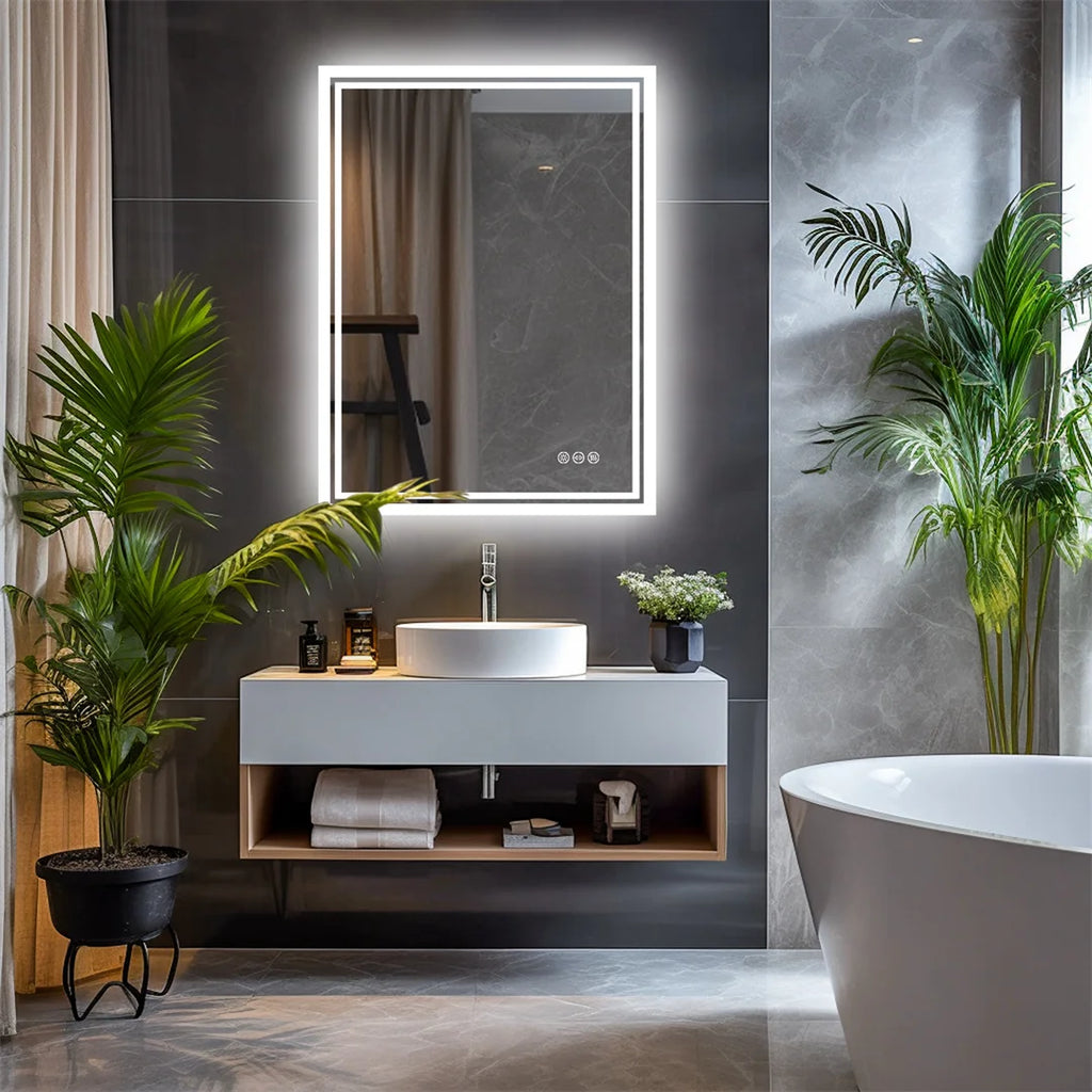 LUVODI Illuminate LED Backlight Bathroom Mirror Frameless Dimmable Defog Bath/Shower/Shaving Mirror