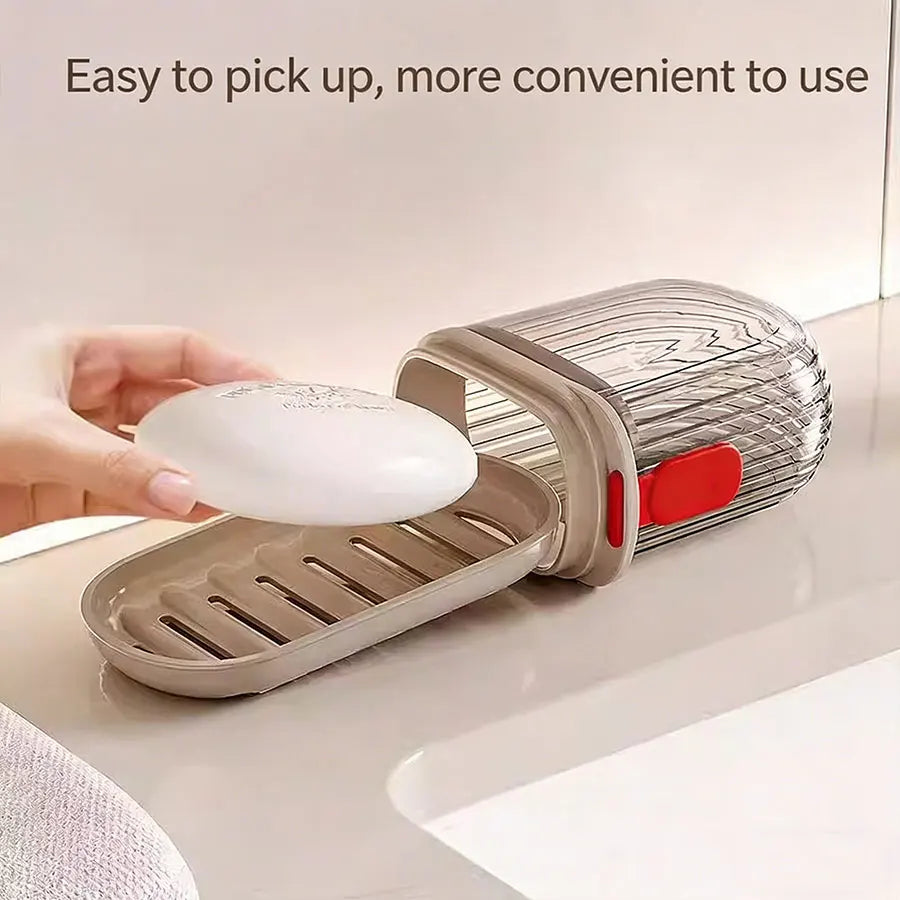 Portable Travel Soap Box with Lid, Portable Sealed Drain Soap Container, Suitable for Travel and Outdoor Leisure.