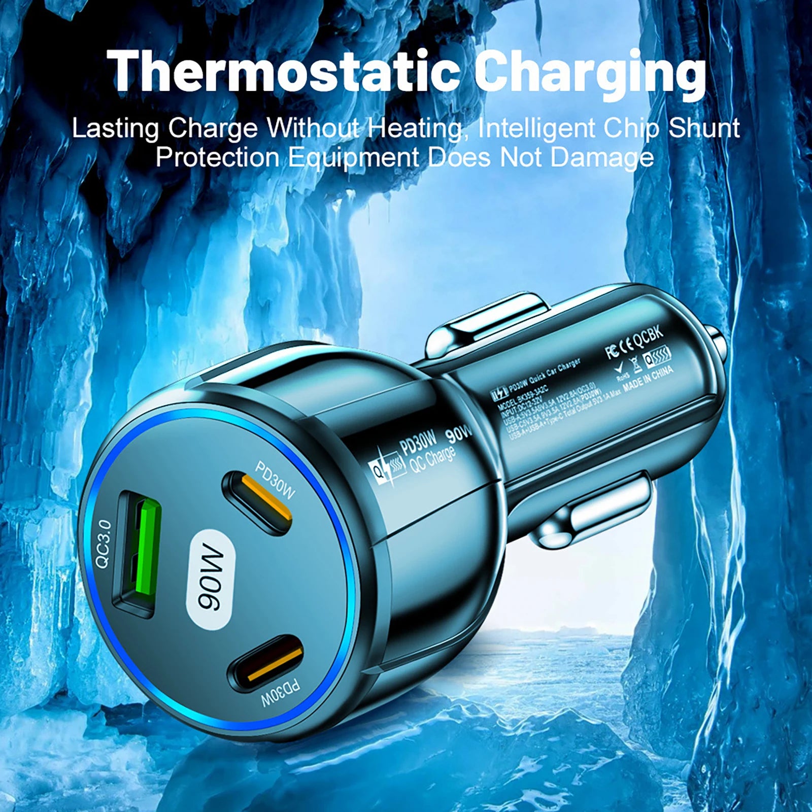 Quick Charge 3 Ports USB Type C Fast Charger USB PD Car Charger 3.0 Car Phone Adapter for IPhone Samsung Phone 13 12 Pro Max