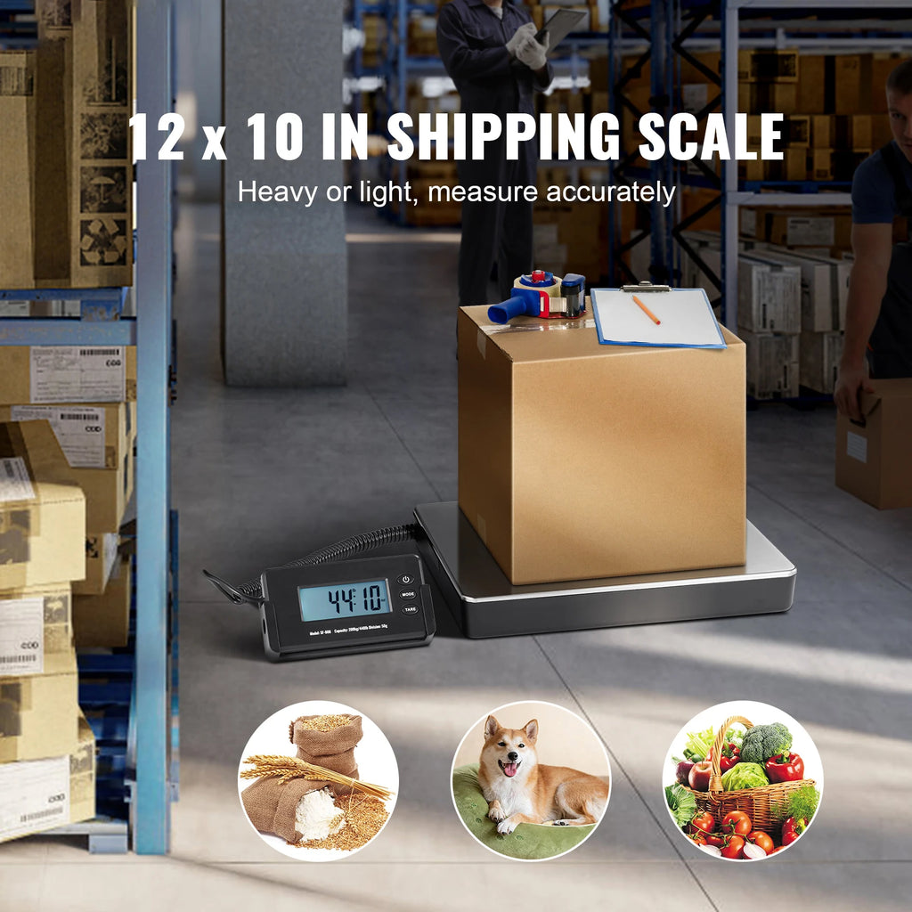 SucceBuy 440lbs Digital Shipping Scale with Timer Tare Function HD LCD Screen Portable Package Postal Scale for Home Post Office