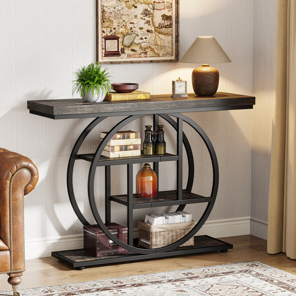 41.3" Industrial Console Table — 4-Tier Entryway Sofa Table for Hallway, Living Room & Foyer