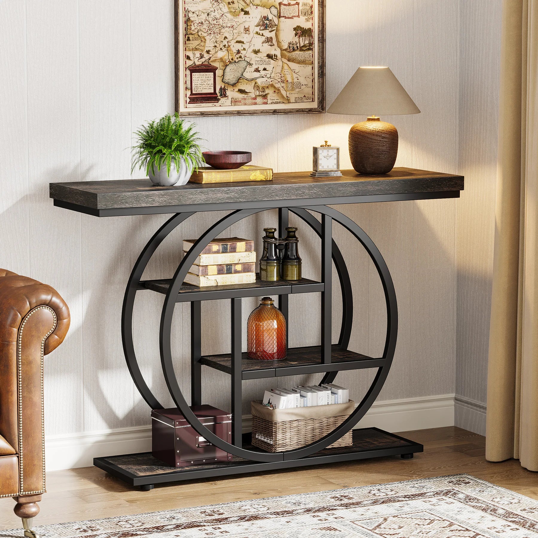 41.3" Industrial Console Table — 4-Tier Entryway Sofa Table for Hallway, Living Room & Foyer