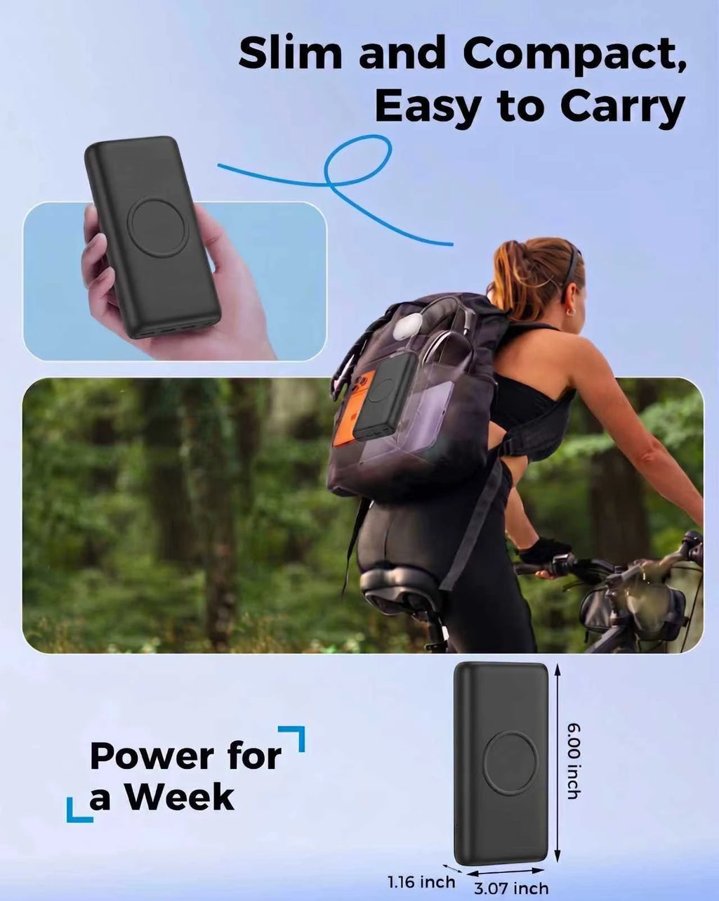 20000mAh Wireless Power Bank 22.5W PD Fast Charging 15W Wireless Charger USB C 5 Ports Portable Charger External Battery Pack for iPhone 16 15 14 Pro Max Samsung Galaxy S25 S24 Ultra iPad Tablet