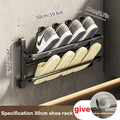Wall-Mounted Folding Shoe Rack – No-Drill Bathroom Storage Organizer