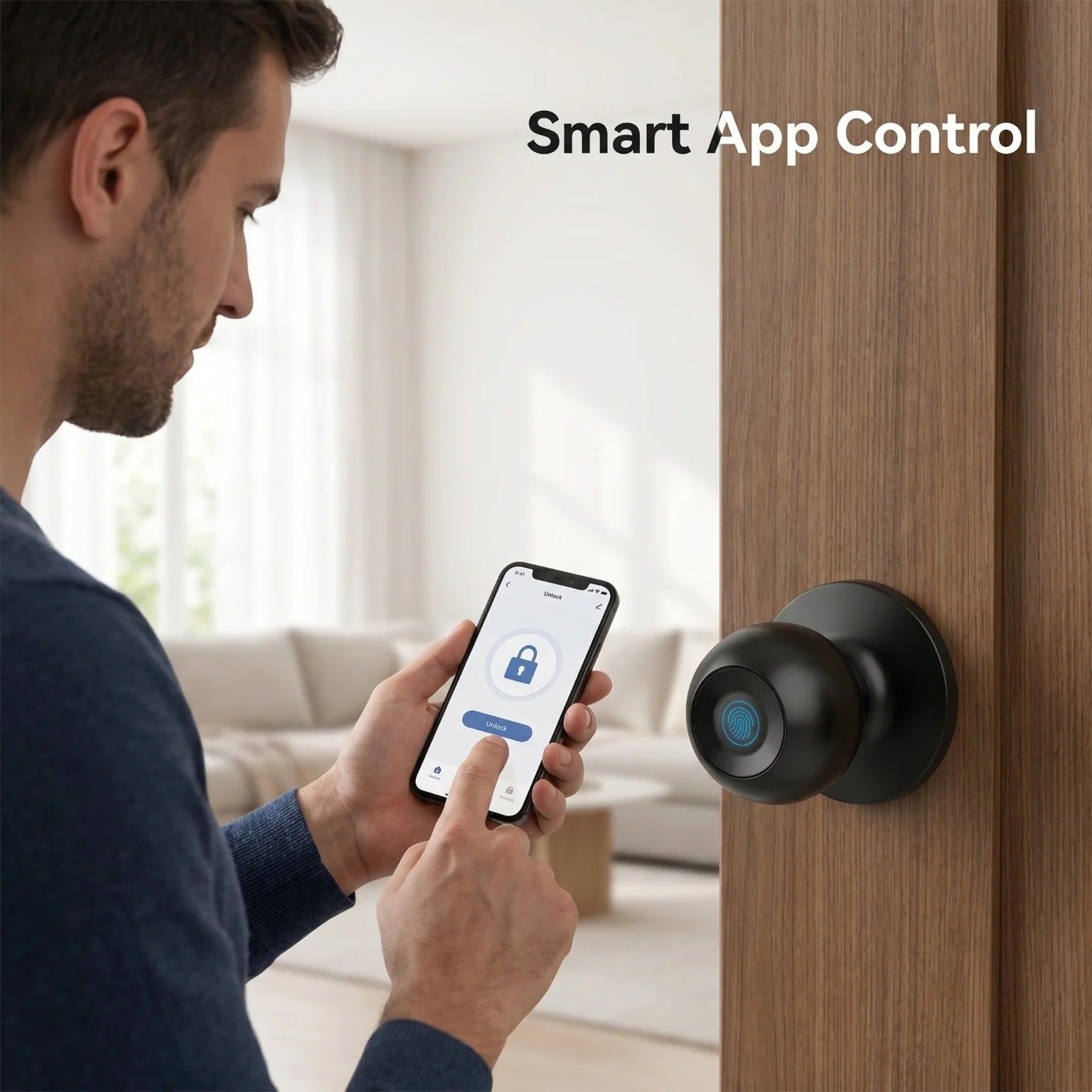 Tuya Smart Fingerprint Door Knob Lock WiFi App Remote Control Keyless Entry Smart Door Lock Temporary Password