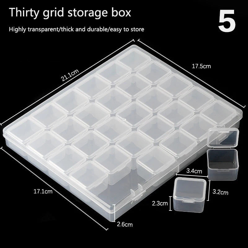 1/6/9/15/30Grids DIY Diamond Jewelry Storage Box Grids Clear Nail Art Rhinestones Tools Beads Display Storage Case Organizer Box