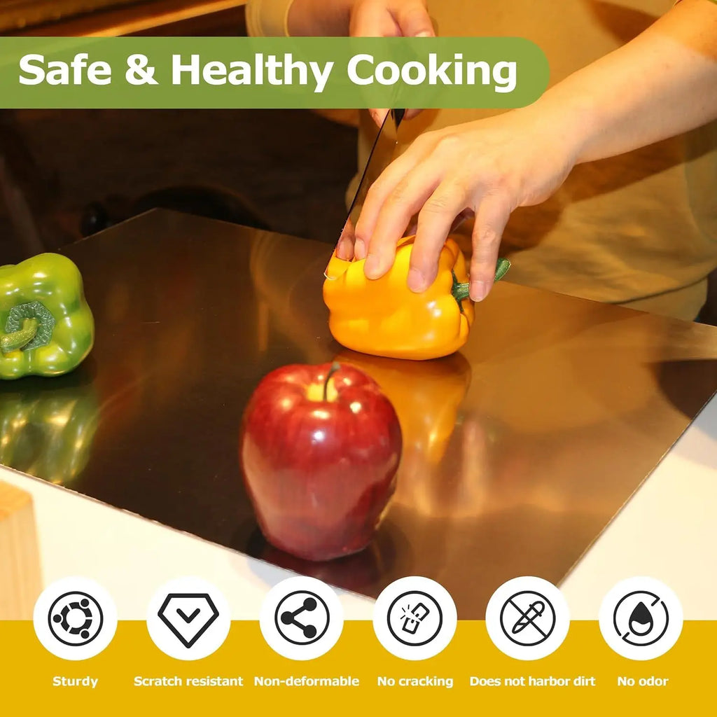 Large Stainless Steel Cutting Board 304 with Lid And Non-Slip Pad Kitchen Chopping Board for Meat