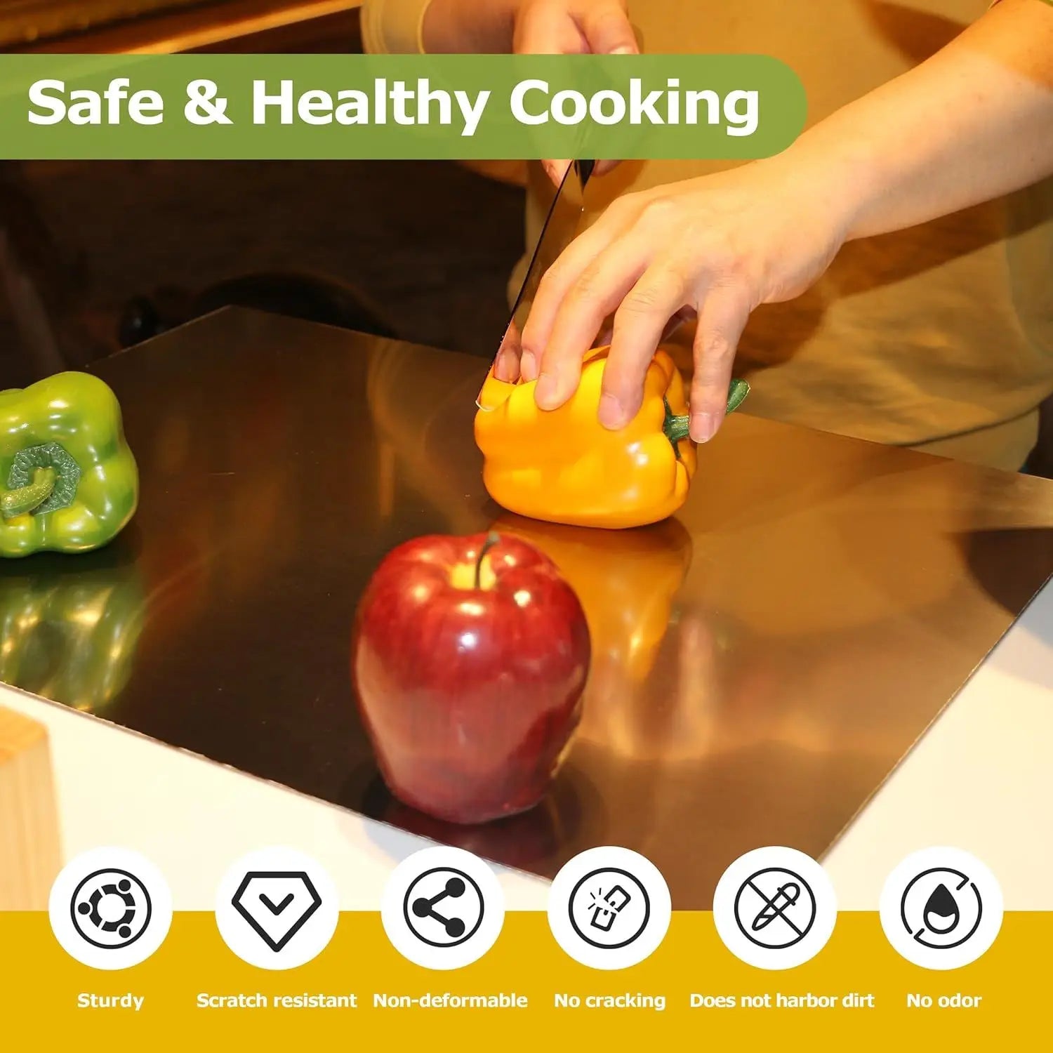 Large Stainless Steel Cutting Board 304 with Lid And Non-Slip Pad Kitchen Chopping Board for Meat