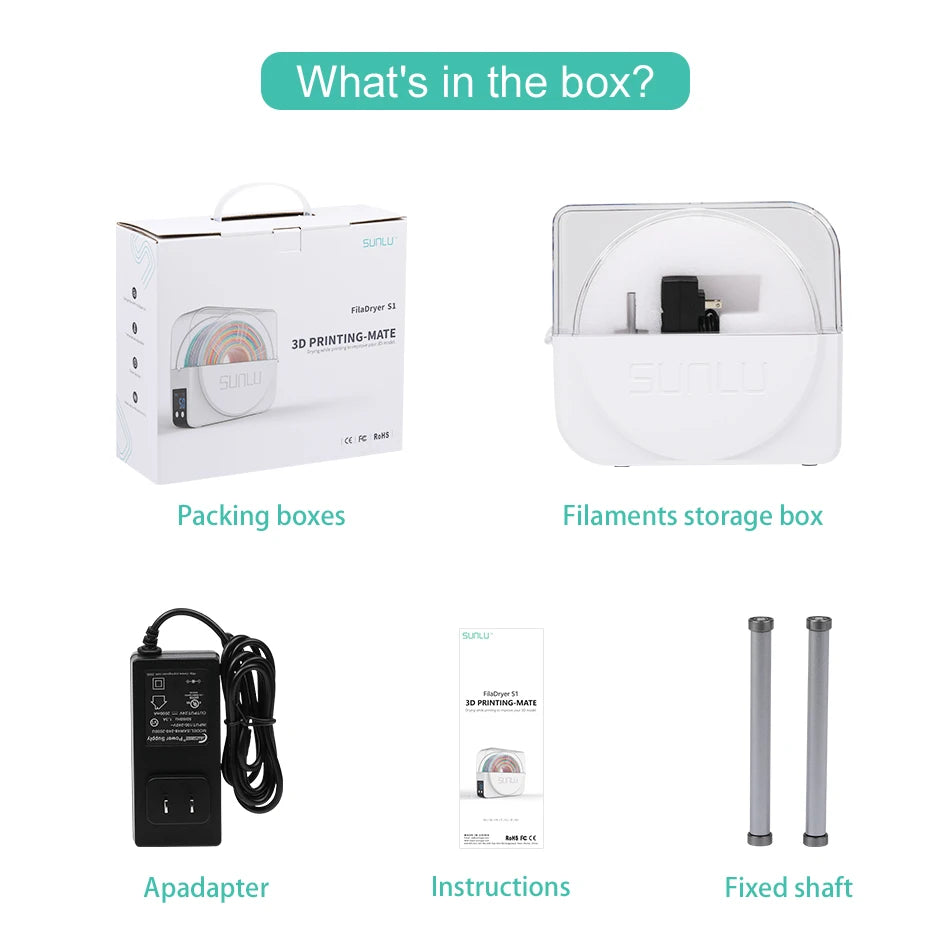 SUNLU S1+ 3D Filament Drying Box Fila-Dryer Drying Filament Storage Box Keeping Filament Dry Holder For 3D Printing Fast Heating