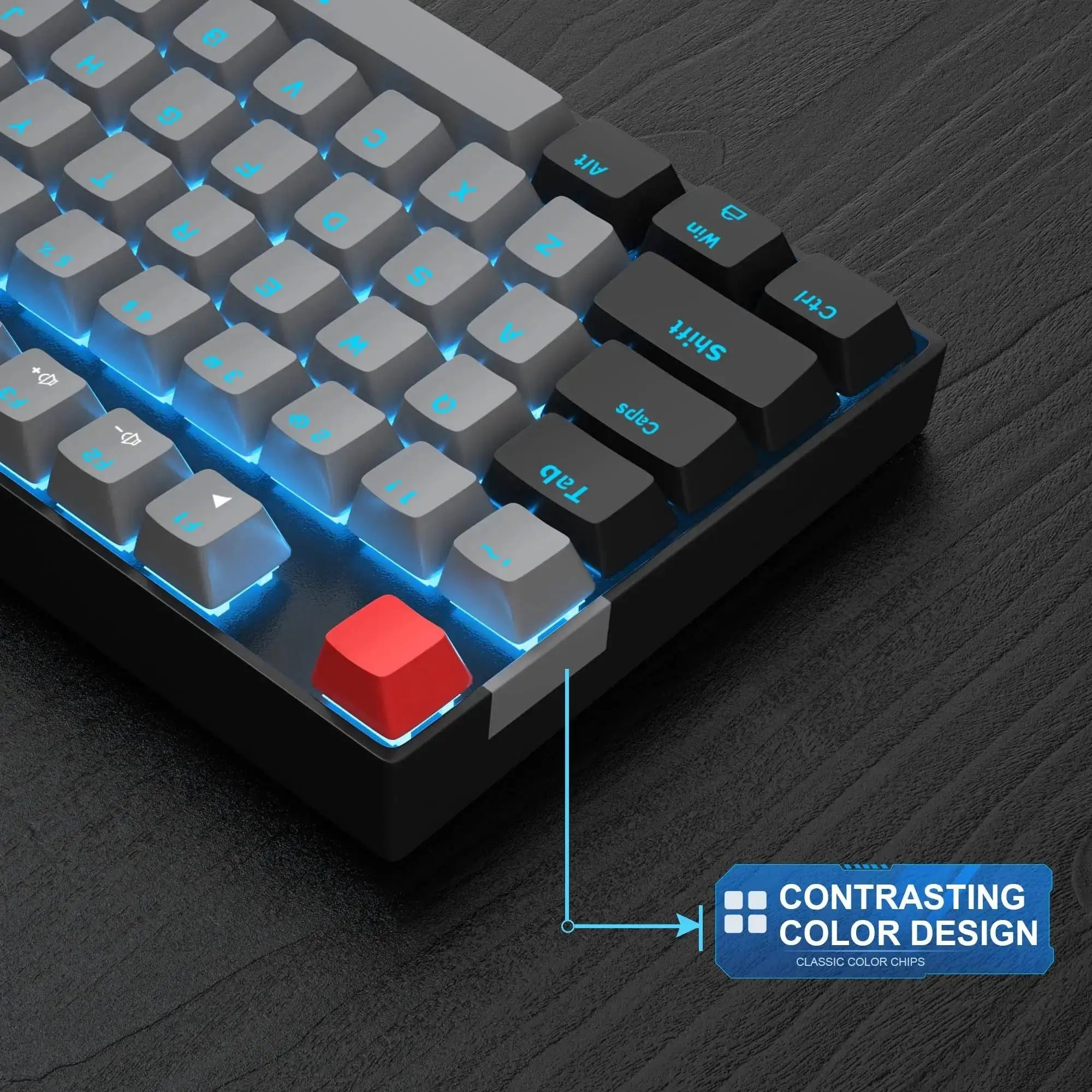 MageGee 75% Mechanical Gaming Keyboard, Blue Switch, LED Blue Backlit, 87 Keys Compact TKL Wired Keyboards for Windows Laptop PC