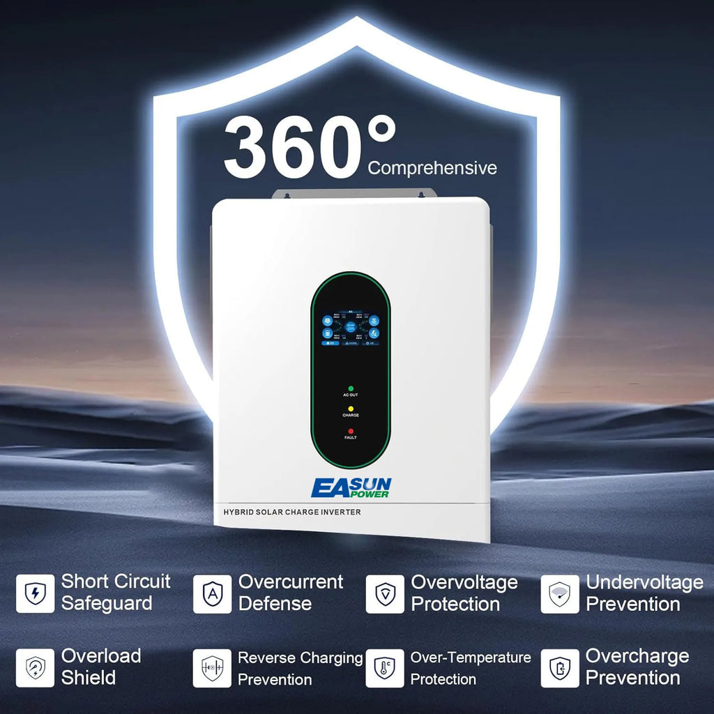 EASUN POWER 120V/220V 12KW hybrid solar inverter 48V photovoltaic split inverter with built-in 200A parallel solar charging con
