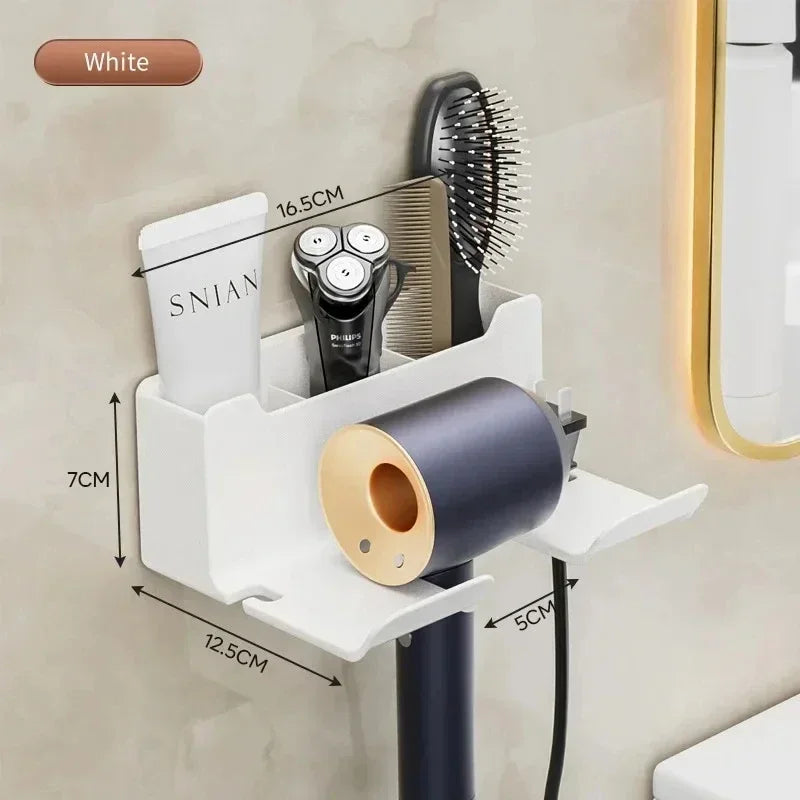 Wall-Mount Hair Dryer Holder - No-Drill Suction Cup Organiser for Hair Dryers & Straighteners