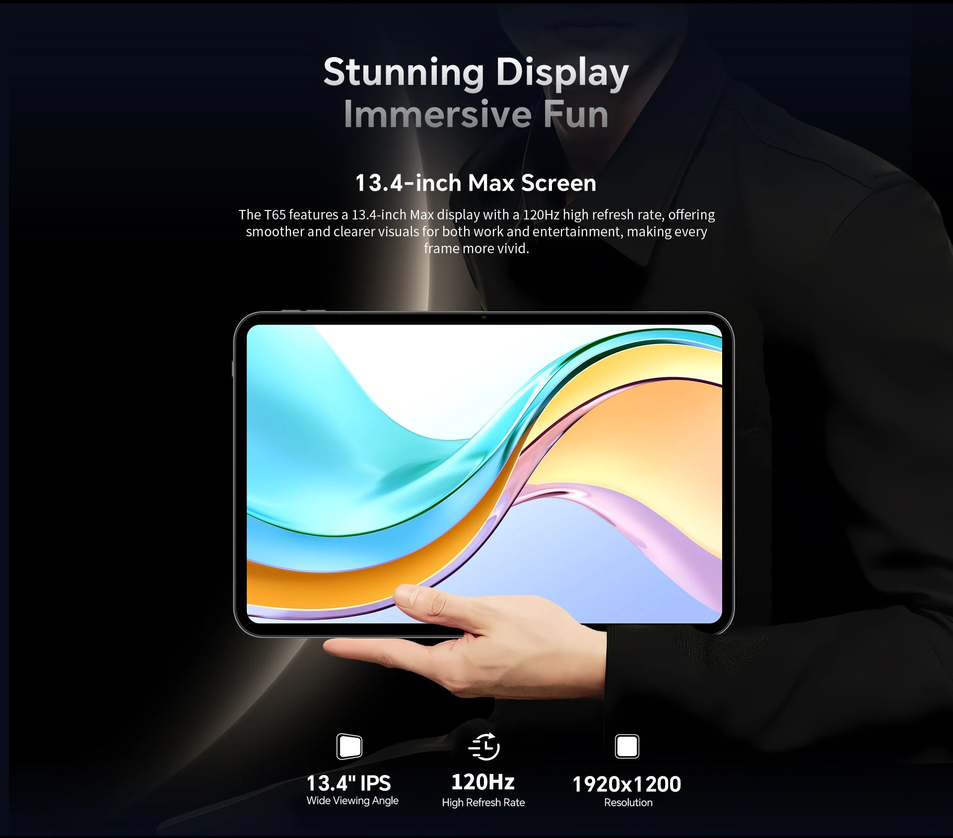 Teclast T65 Tablet 13.4" 2K 120Hz Android 16 Tablets Unisoc T7280 Octa Core Max 26GB RAM 128GB ROM 8000mAh 4G LTE
