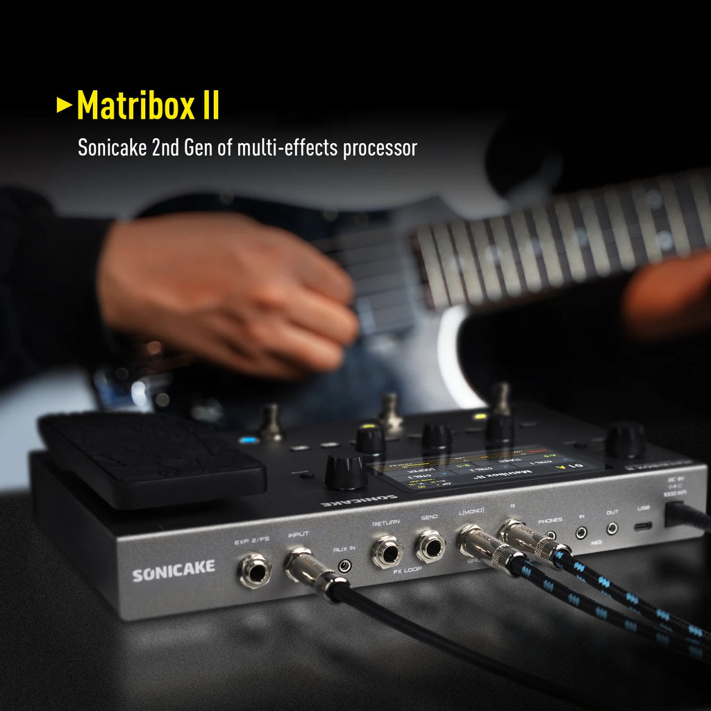 SONICAKE Matribox II Guitar Bass Amp Modeling Multi-Effects Processor with Expression Pedal FX Loop MIDI Stereo USB OTG QME-100