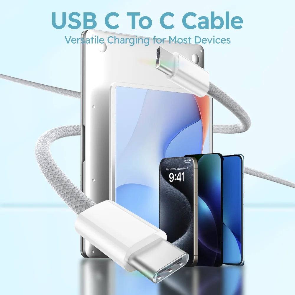 3pcs 6ft 60W Nylon weave Fast Charger  Type C to USB C Cable for Samsung for Xiaomi for iPhone 15 Pro/iPad/Android