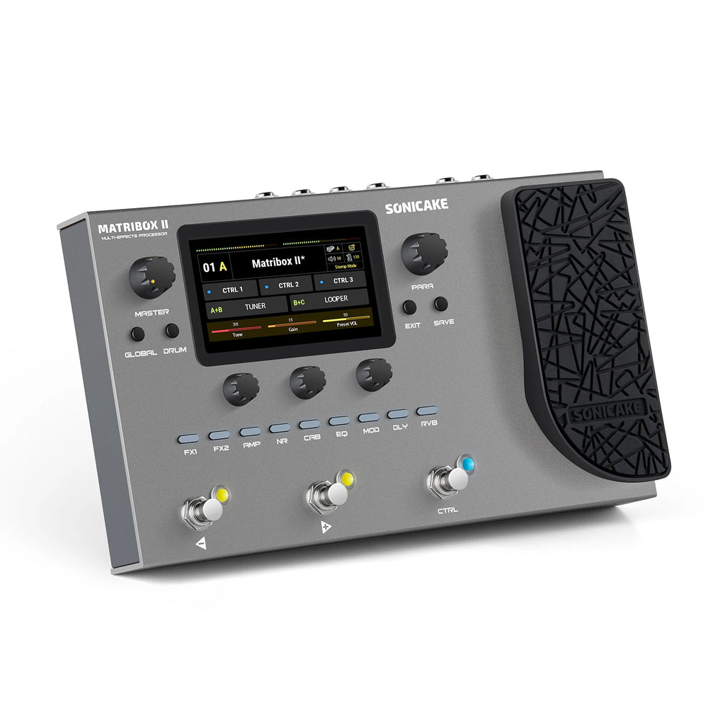 SONICAKE Matribox II Guitar Bass Amp Modeling Multi-Effects Processor with Expression Pedal FX Loop MIDI Stereo USB OTG QME-100