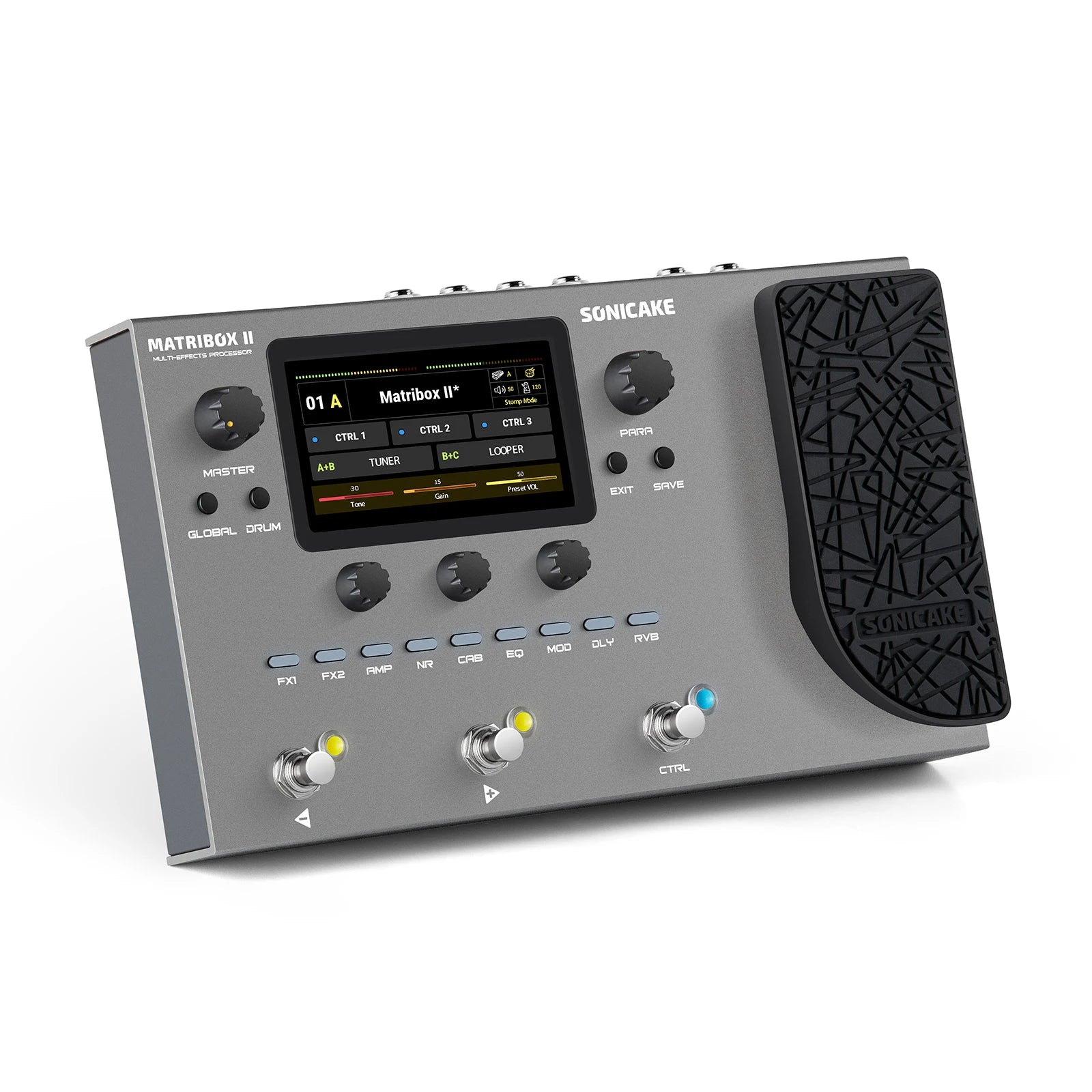 SONICAKE Matribox II Guitar Bass Amp Modeling Multi-Effects Processor with Expression Pedal FX Loop MIDI Stereo USB OTG QME-100
