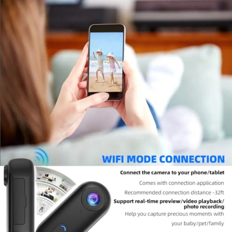 4K Mini Body Camera – Thumb-Sized Hands-Free Wearable POV Recorder with 64GB Storage for Work, Travel & Pet Walks
