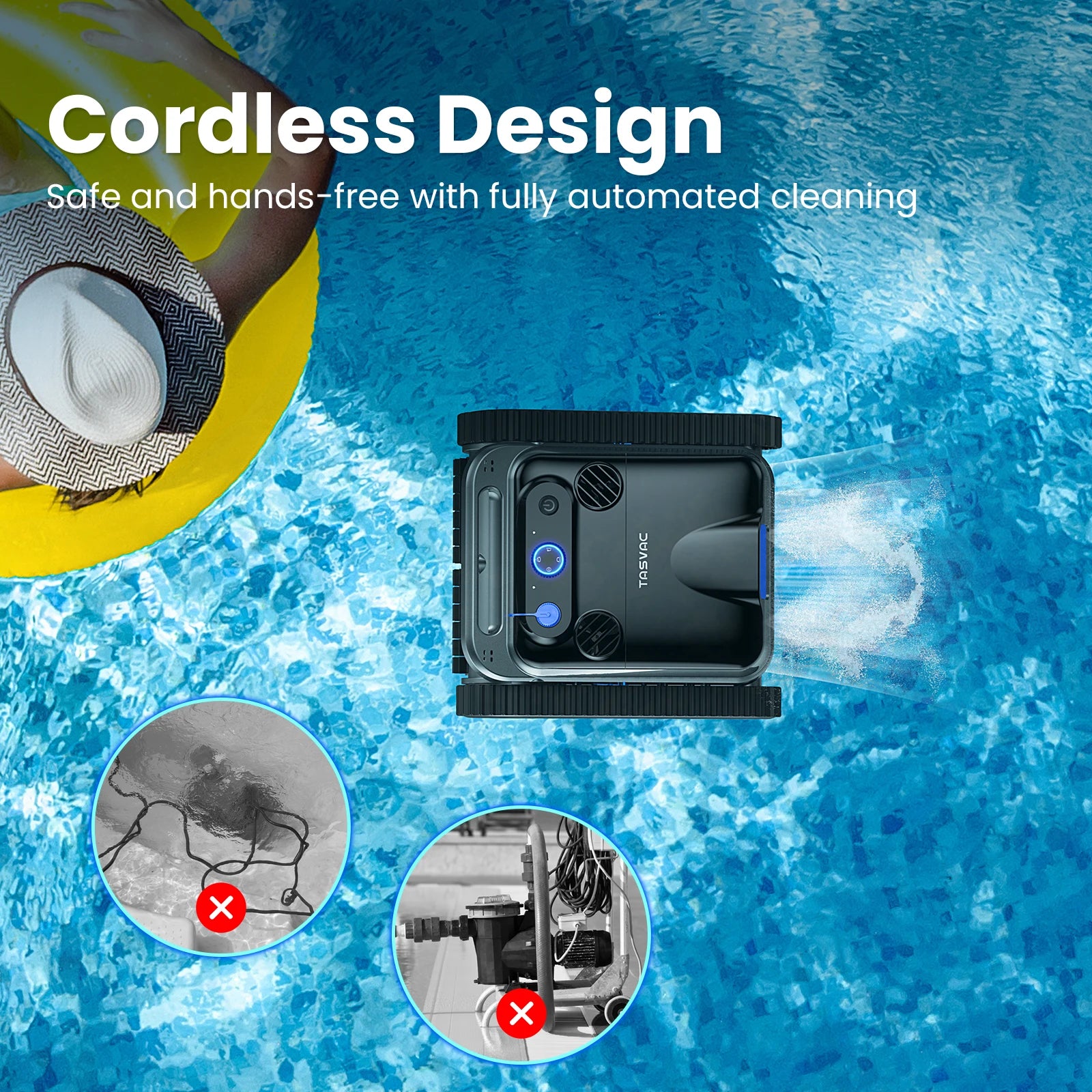 INSE Cordless Robotic Pool Cleaner – 4 Motors, 300-Min Battery, Wall & Waterline Cleaning for Inground Pools