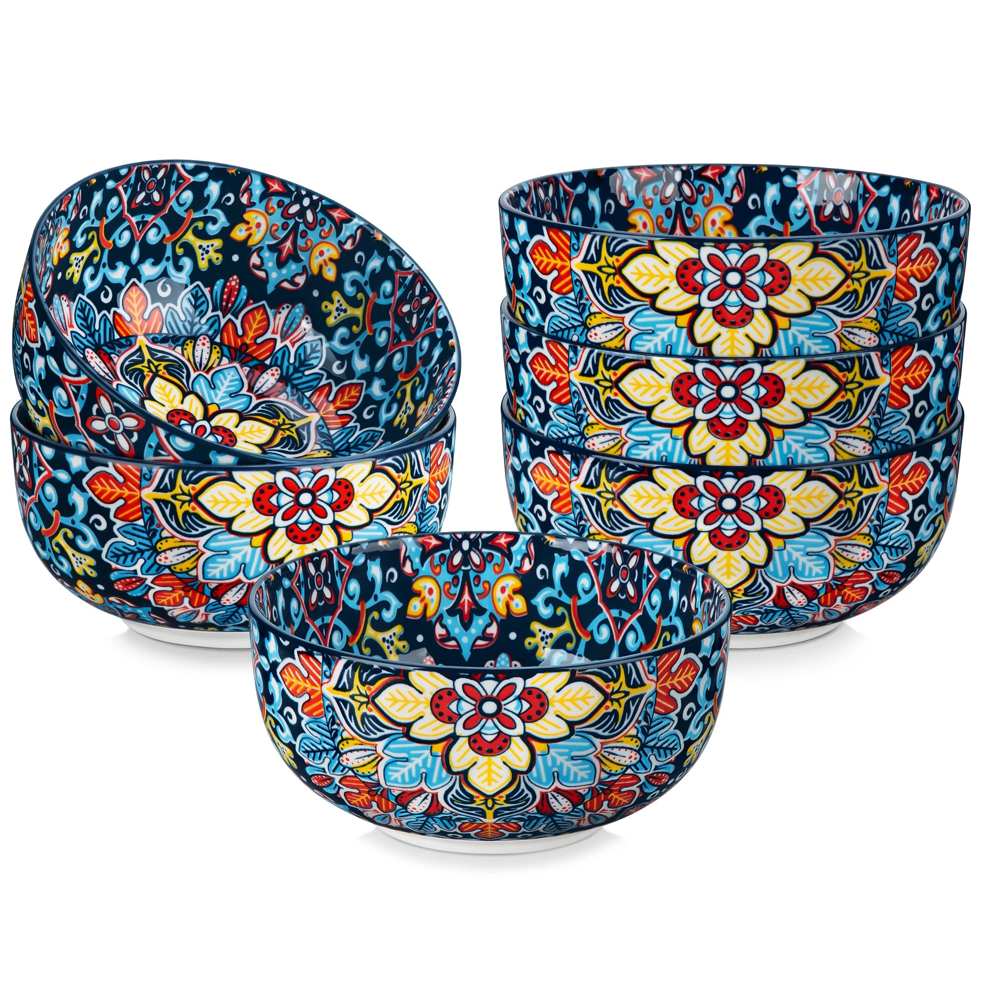 Vancasso Bohemian Ceramic Bowl Set – 6 or 12 Piece, 28 oz Porcelain Bowls for Cereal, Soup, Salad & Pasta