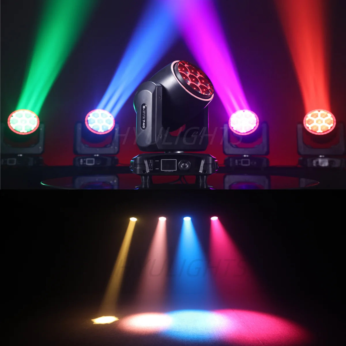 2PCS 7x40W Bee Eye Beam Wash Halo Effect Mini LED Moving Head RGBW 4in1DMX512 Control For DJ Disco Party Nightclub Wedding KTV