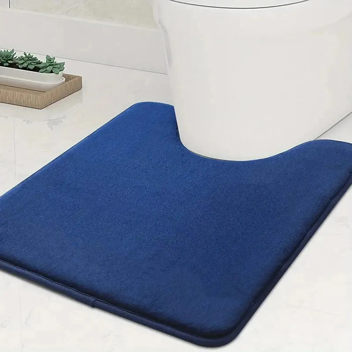 U-Shape Toilet Bath Mat - Anti-Slip Absorbent Polyester Bathroom Floor Mat