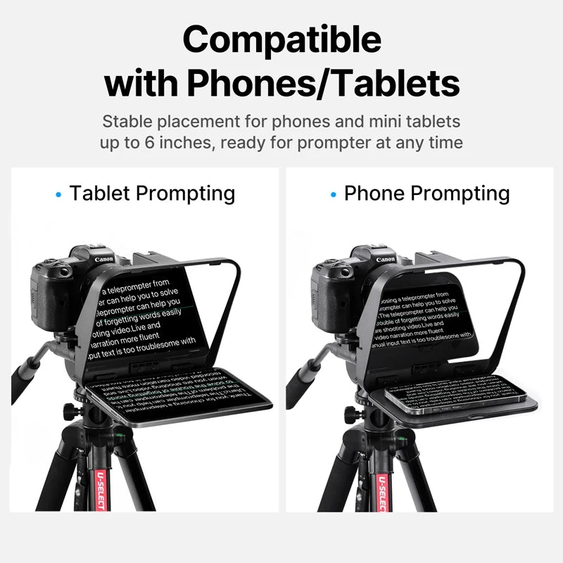 Ulanzi RT02 Portable Teleprompter – Mini Collapsible Prompter for DSLR, Phone & Tablet | Live Streaming & Video Recording