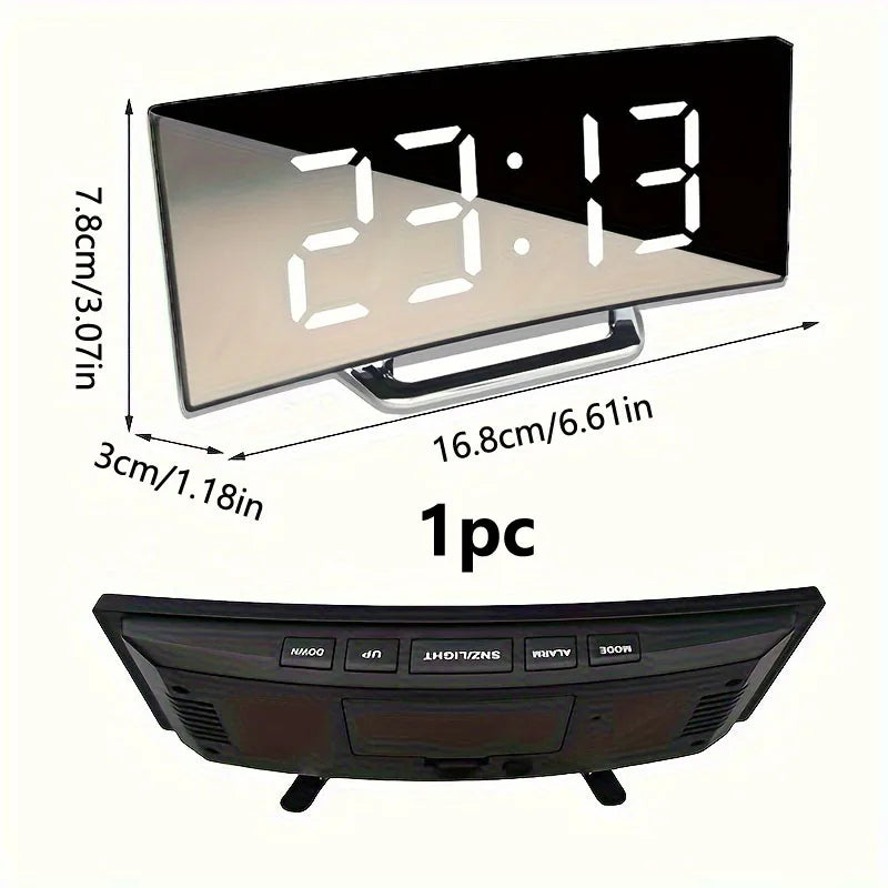 Digital Alarm Clock, Silent Design, Large LED Display Screen, Mirror Electronic Clock, Digital Alarm Clock, LED Mirror Clock