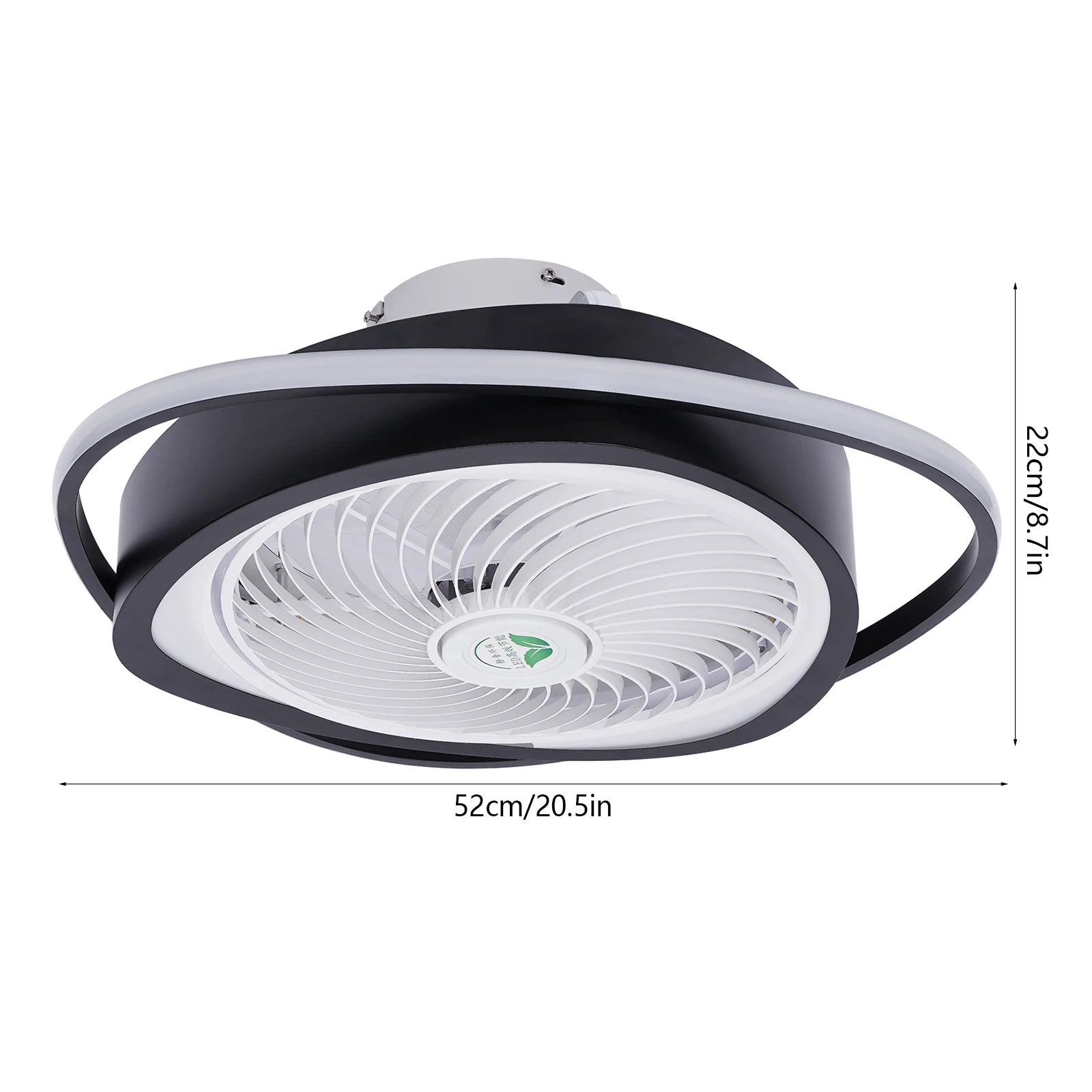 20" LED Ceiling Fan with Light — Remote Control, Dimmable, 3 Speeds, Invisible Blade, Low Profile