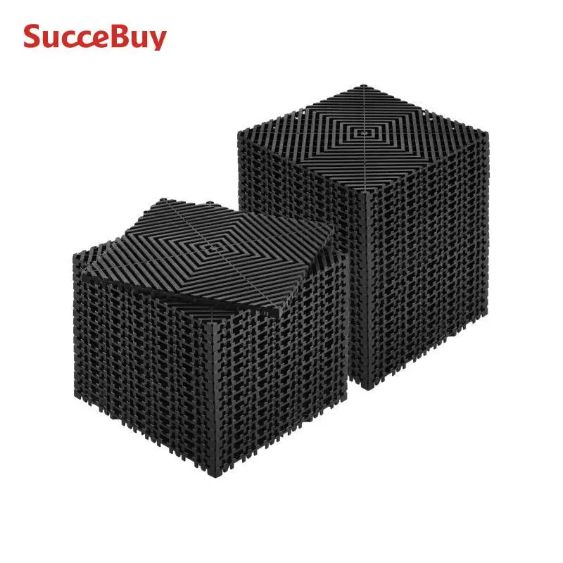 SucceBuy Interlocking Drainage Mat 12inx12in 12/24/40/50/55 Pcs Splicing Mats Non-Slip PP Drainage Floor Tile & Shower Mat