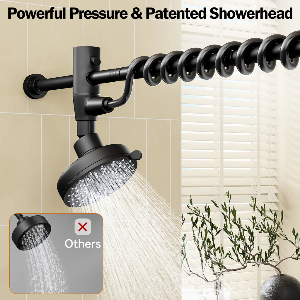 Dual Shower Head System for Two — 60" Adjustable Slider, High Pressure, No-Drill Install
