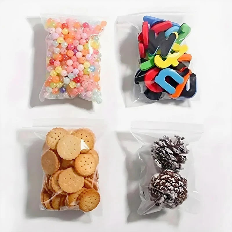 100Pcs Small Ziplock Bags, Clear Reclosable Plastic Storage Bags, Thickened Food Grade Zip Seal Pouches for Jewelry, Food & Small Items Packaging