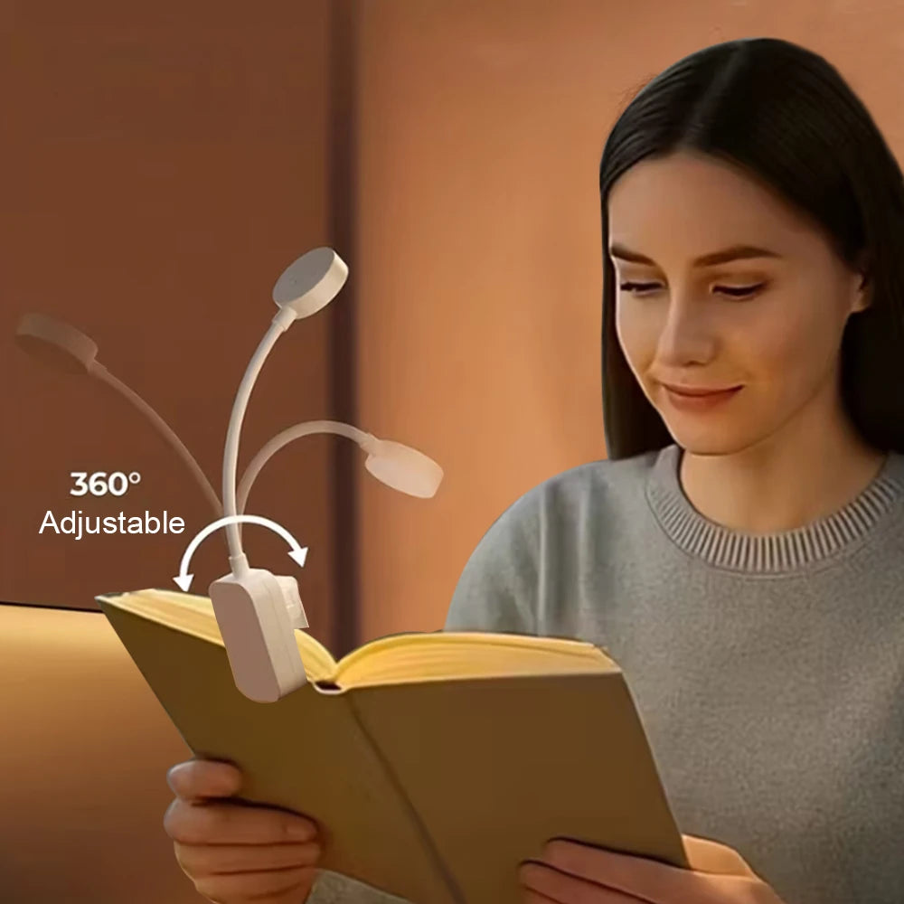 LED Clip-On Book Light | Portable Battery-Powered Reading Lamp with 3 Colour Modes & Stepless Dimming